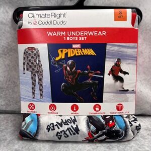 ClimateRight by CuddlDuds Warm Underwear Spiderman Miles Morales Pajamas Set SML